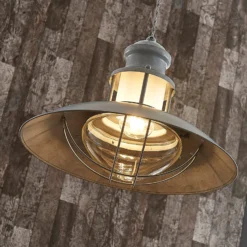 Lindby Pendellampe Louisanne, Ø35cm, grau-grün, Metall, Glas