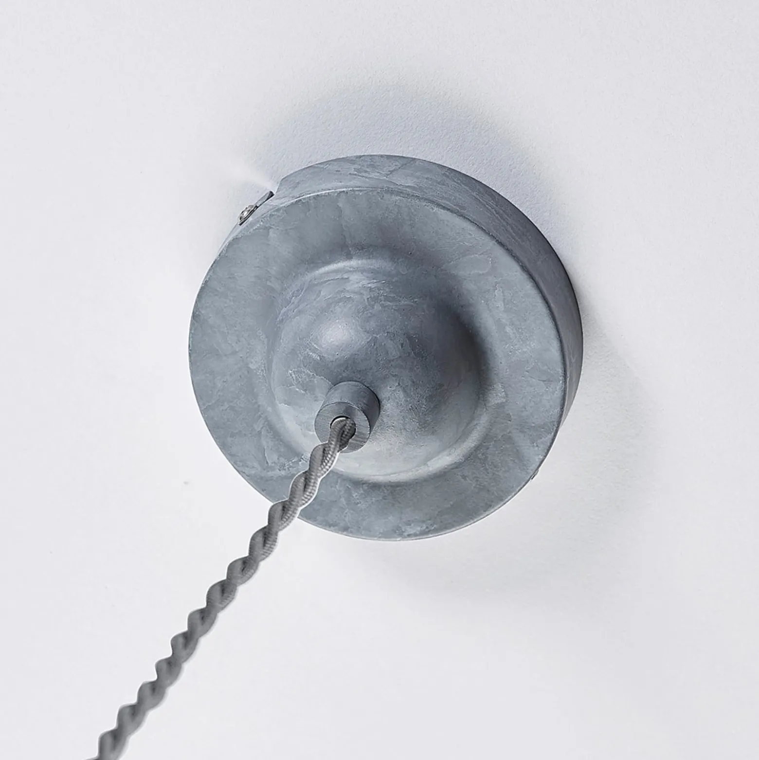 Lindby Pendellampe Louisanne, Ø35cm, grau-grün, Metall, Glas