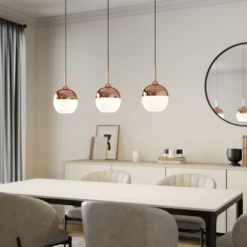 Lindby Pendellampe Rangina, 100 cm, kupfer, 3-flammig, Glas