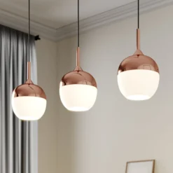 Lindby Pendellampe Rangina, 100 cm, kupfer, 3-flammig, Glas