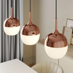 Lindby Pendellampe Rangina, 100 cm, kupfer, 3-flammig, Glas