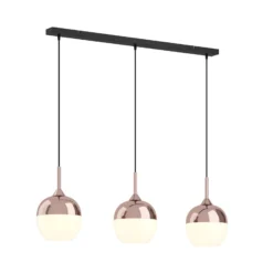 Lindby Pendellampe Rangina, 100 cm, kupfer, 3-flammig, Glas