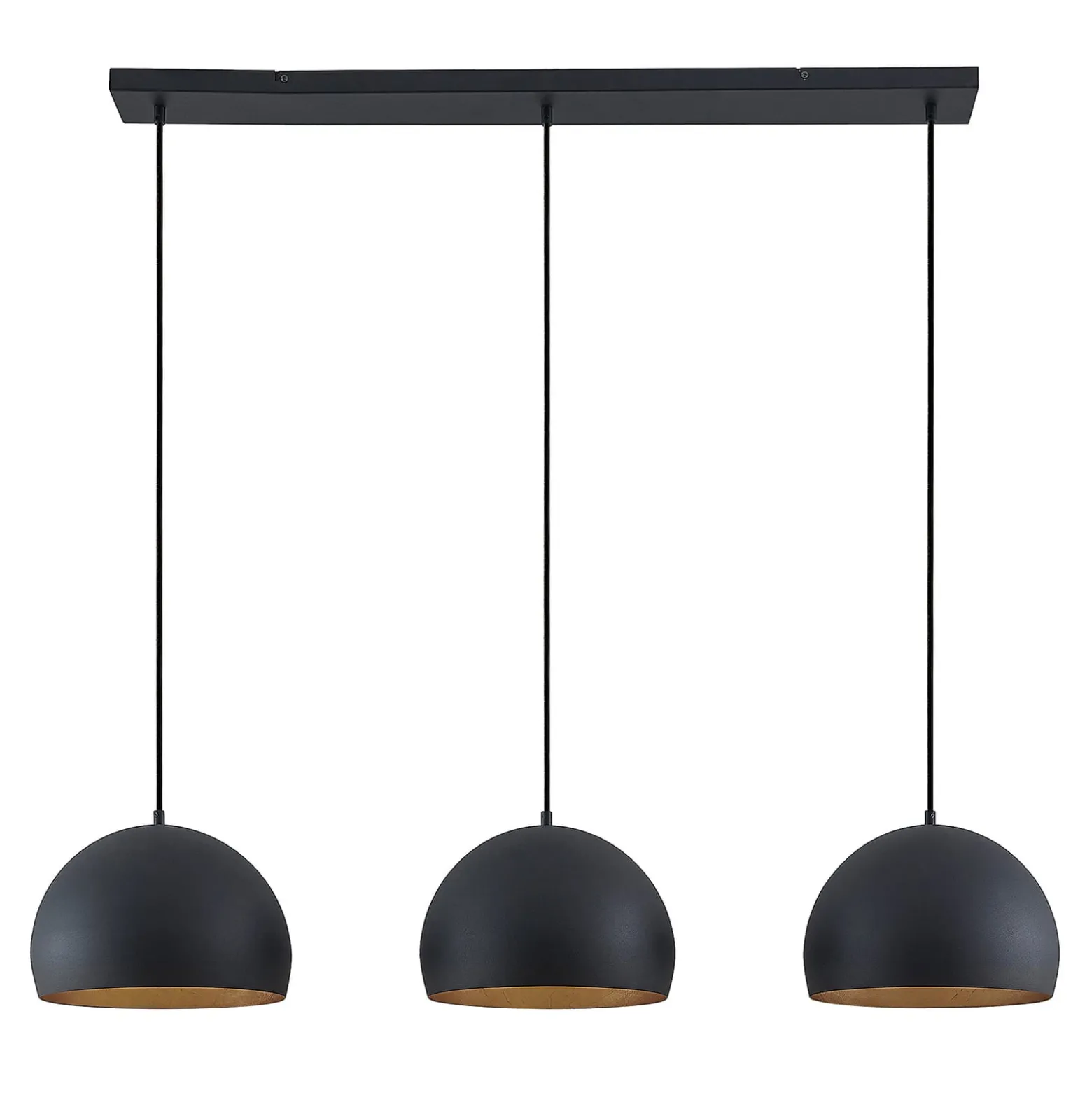 Lindby Pendellampe Tarjei, Länge 120cm, schwarz/gold, Metall