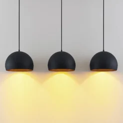 Lindby Pendellampe Tarjei, Länge 120cm, schwarz/gold, Metall