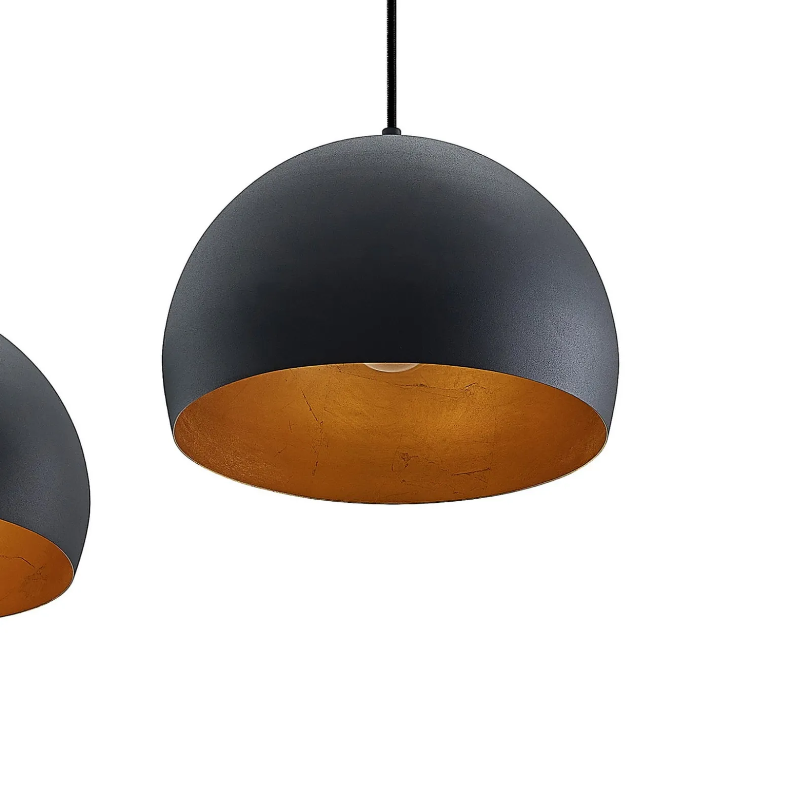 Lindby Pendellampe Tarjei, Länge 120cm, schwarz/gold, Metall
