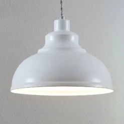 Lindby Pendelleuchte Albertine, weiß, Metall, Ø 29 cm, E27