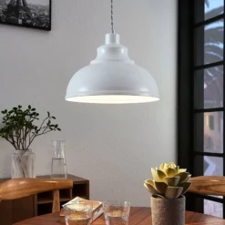 Lindby Pendelleuchte Albertine, weiß, Metall, Ø 29 cm, E27
