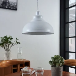 Lindby Pendelleuchte Albertine, weiß, Metall, Ø 29 cm, E27