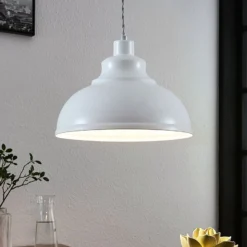 Lindby Pendelleuchte Albertine, weiß, Metall, Ø 29 cm, E27