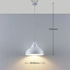 Lindby Pendelleuchte Albertine, weiß, Metall, Ø 29 cm, E27