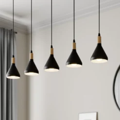 Lindby Pendelleuchte Arina, 100 cm, schwarz, 5-flammig, E14