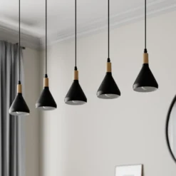 Lindby Pendelleuchte Arina, 100 cm, schwarz, 5-flammig, E14