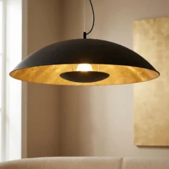 Lindby Pendelleuchte Emilienne, schwarz, goldfarben, Ø 60 cm