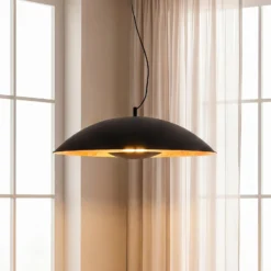 Lindby Pendelleuchte Emilienne, schwarz, goldfarben, Ø 60 cm