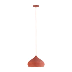 Lindby Pendelleuchte Fiona, Beton, terracottafarben, E27
