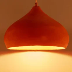 Lindby Pendelleuchte Fiona, Beton, terracottafarben, E27