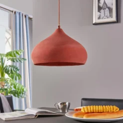 Lindby Pendelleuchte Fiona, Beton, terracottafarben, E27