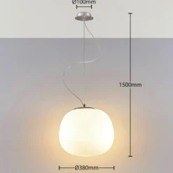 Lindby Pendelleuchte Ginevra, Ø 38 cm, weiß, Glas, E27