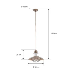 Lindby Pendelleuchte Louisanne, braun, Metall, Ø 35 cm