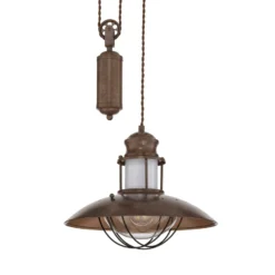 Lindby Pendelleuchte Louisanne, verstellbar, braun, Ø 35 cm