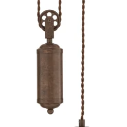Lindby Pendelleuchte Louisanne, verstellbar, braun, Ø 35 cm