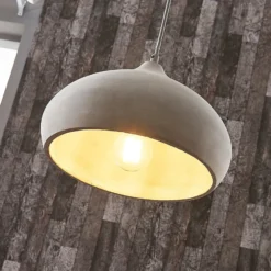 Lindby Pendelleuchte Morton, Ø 29 cm, grau, Beton, E27