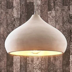 Lindby Pendelleuchte Morton, Ø 29 cm, grau, Beton, E27