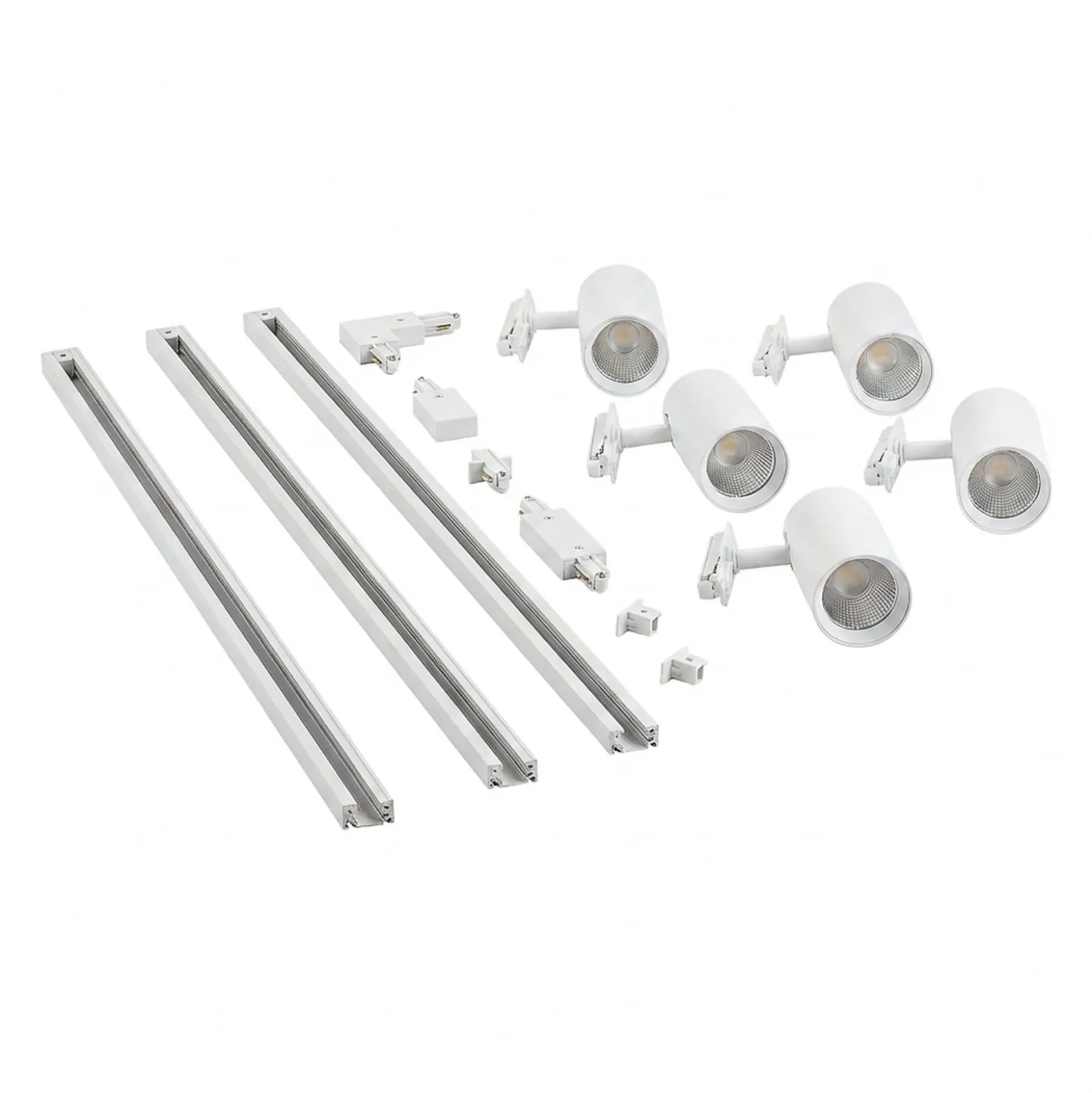 Lindby Schienensystem Linaro, Ø 7 cm, 5-flg., LED, weiß, CCT
