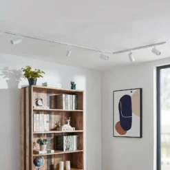 Lindby Schienensystem Linaro, Ø 7 cm, 5-flg., LED, weiß, CCT