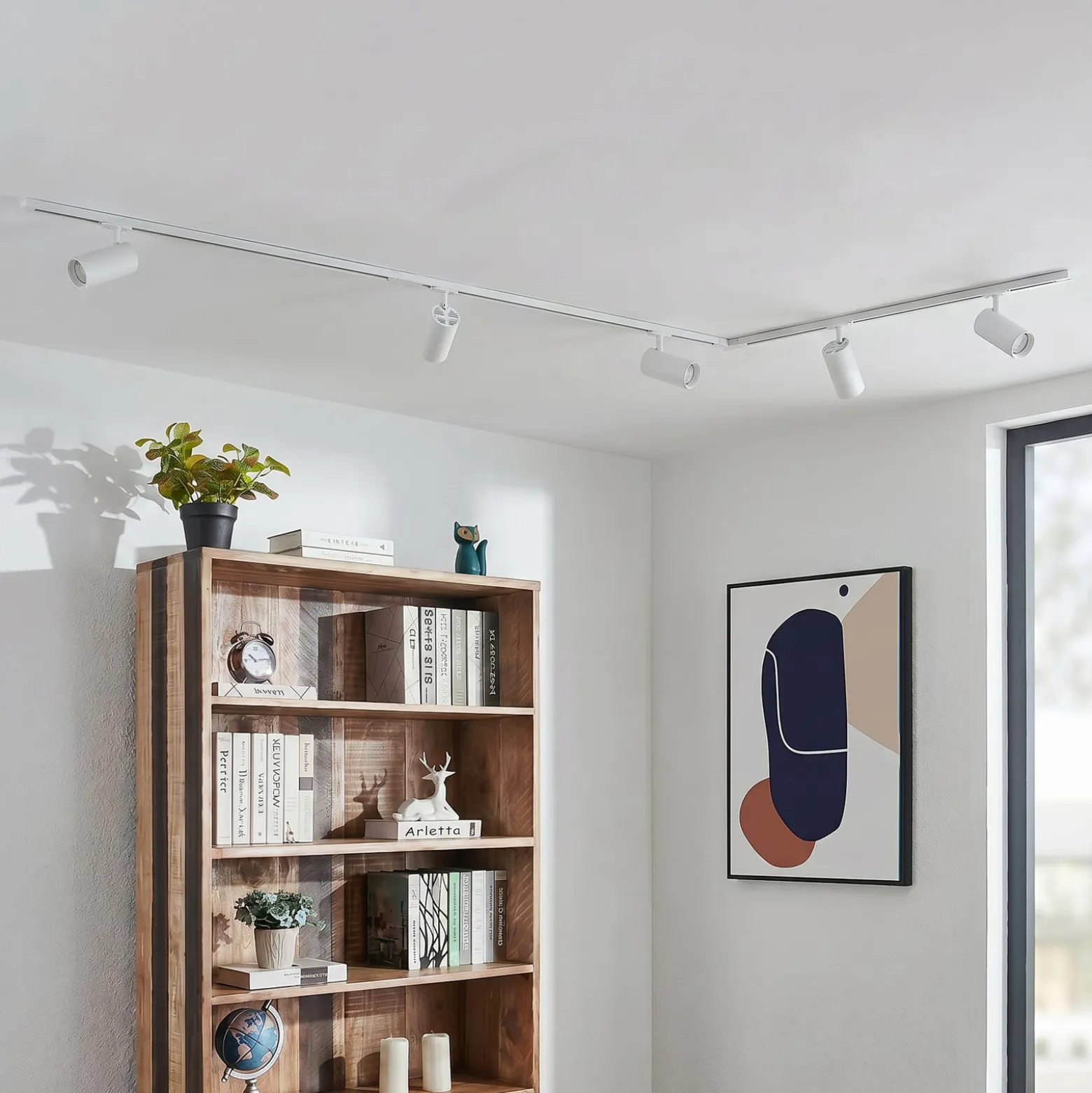 Lindby Schienensystem Linaro, Ø 7 cm, 5-flg., LED, weiß, CCT