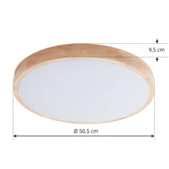 Lindby Smart LED-Deckenleuchte Innes Holz Ø51cm RGB CCT Tuya