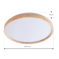 Lindby Smart LED-Deckenleuchte Mirren Holz Ø49,5cm CCT Tuya