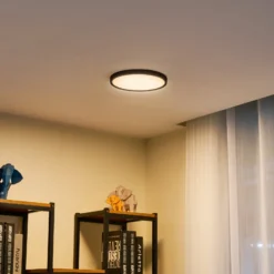 Lindby Smart LED-Deckenleuchte Pravin, Ø 23 cm, CCT, schwarz
