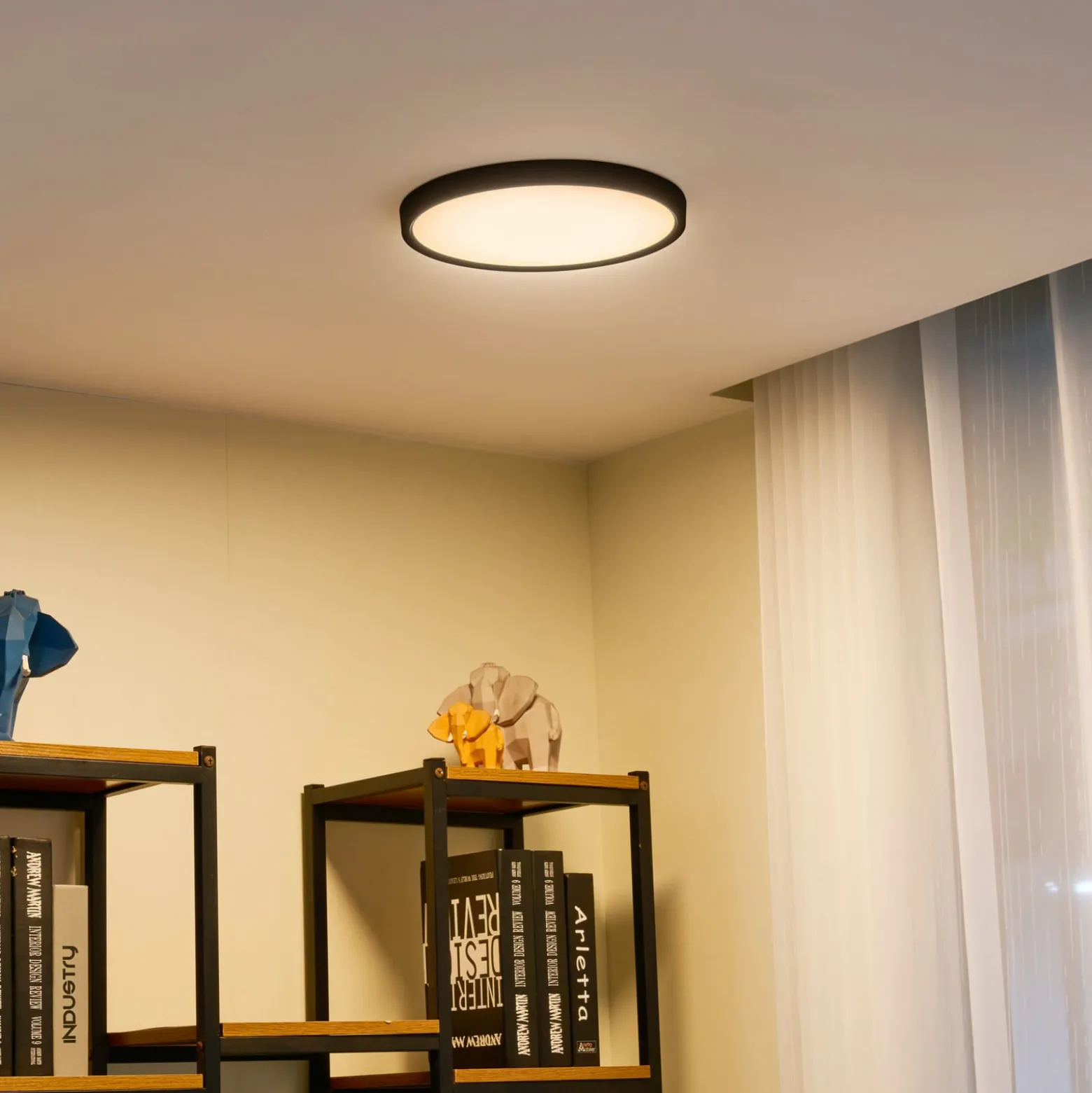Lindby Smart LED-Deckenleuchte Pravin, Ø 30 cm, CCT, schwarz