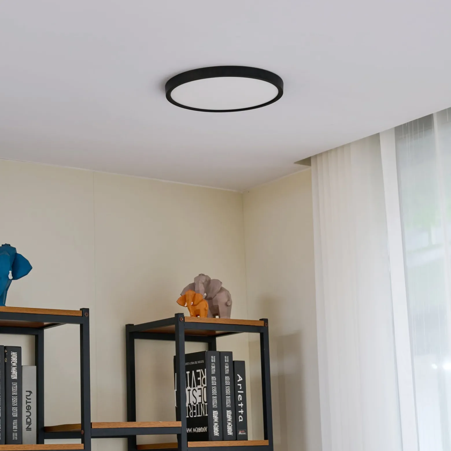 Lindby Smart LED-Deckenleuchte Pravin, Ø 30 cm, CCT, schwarz