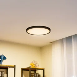 Lindby Smart LED-Deckenleuchte Pravin, Ø 40 cm, CCT, schwarz