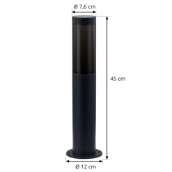 Lindby Sockellampe Statius, anthrazit/klar, Eisen, 45 cm