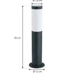 Lindby Sockellampe Statius, 45 cm, anthrazit/opal, Edelstahl