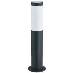 Lindby Sockellampe Statius, 45 cm, anthrazit/opal, Edelstahl