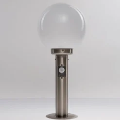 Lindby Sockellampe Vedran, 45 cm, Edelstahl, Sensor