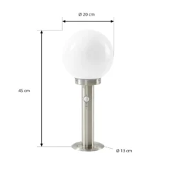 Lindby Sockellampe Vedran, 45 cm, Edelstahl, Sensor