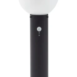 Lindby Sockelleuchte Dangan, schwarz/opal 60cm, Glas, Sensor