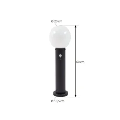 Lindby Sockelleuchte Dangan, schwarz/opal 60cm, Glas, Sensor