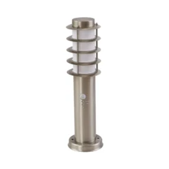 Lindby Sockelleuchte Hanja, Sensor, Edelstahl, Ø 11,7 cm