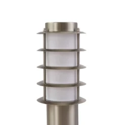 Lindby Sockelleuchte Hanja, Sensor, Edelstahl, Ø 11,7 cm