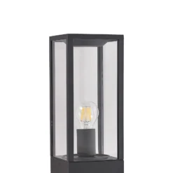 Lindby Sockelleuchte Peldar, anthrazit/klar, Höhe 40cm, Glas