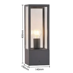 Lindby Sockelleuchte Peldar, anthrazit/klar, Höhe 40cm, Glas