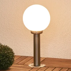 Lindby Sockelleuchte Vedran, Höhe 45 cm, PMMA, Edelstahl