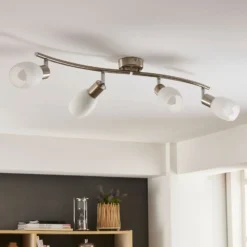 Lindby Strahler Arda, 70 cm, 4-flammig, nickel, Glas, E14