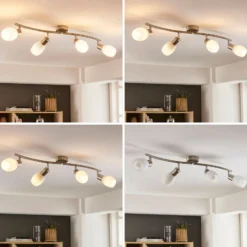 Lindby Strahler Arda, 70 cm, 4-flammig, nickel, Glas, E14